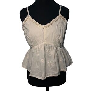 Japna Embroidered Boho Cropped Camisole Cottage Festival Babydoll M Cotton